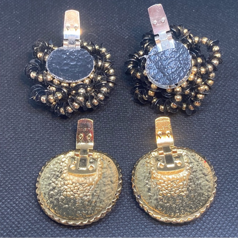 Vintage Black & Gold Shoe Clips 2 Pair - Picture 3 of 9